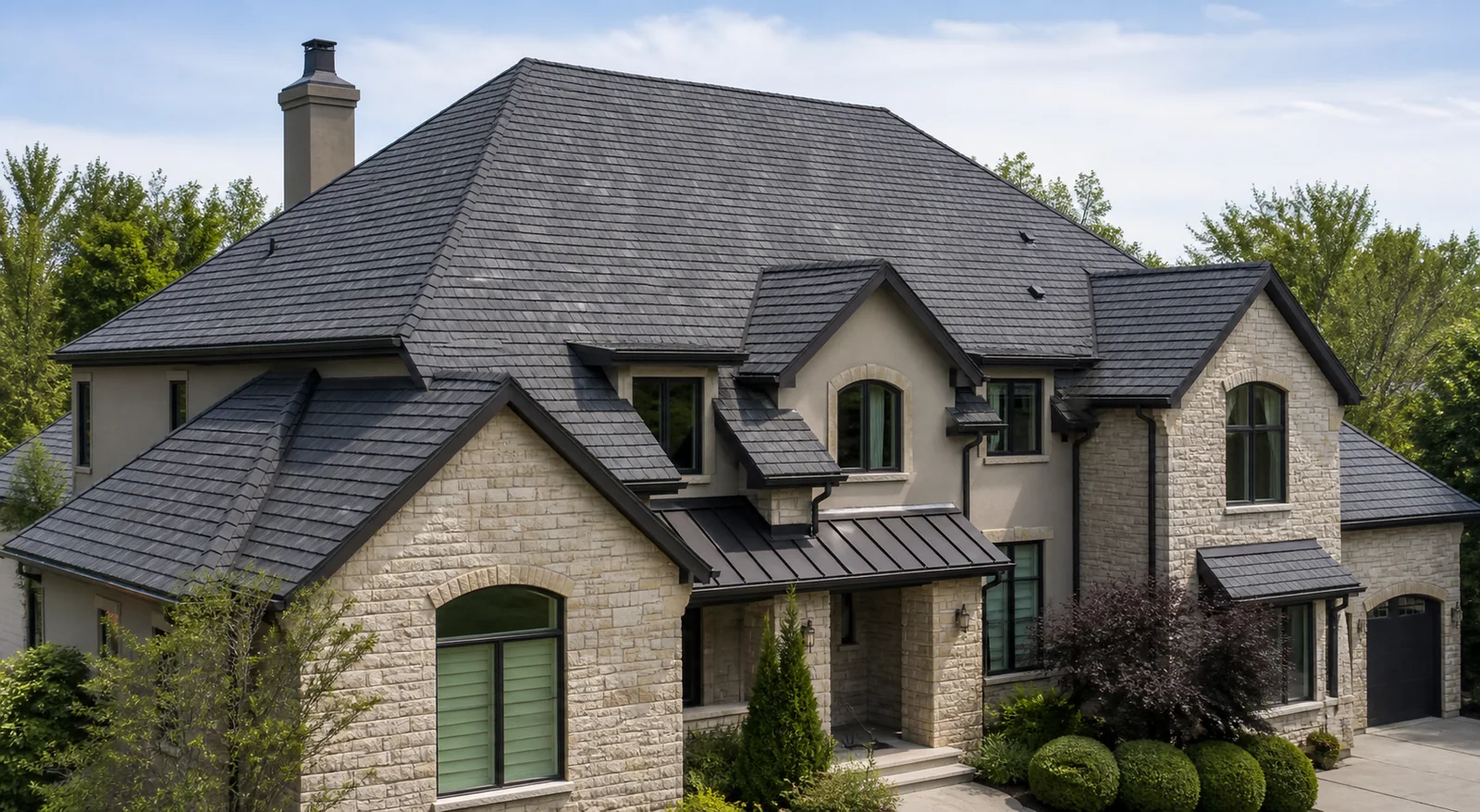 Representative DaVinci-style composite roofing on a residential home